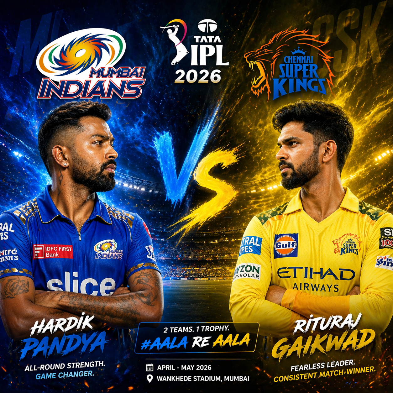 MI vs CSK Playing 11 Today Match IPL 2026, Mumbai Indians vs Chennai Super Kings probable team lineup at Wankhede Stadium with Rohit Sharma Hardik Pandya Ruturaj Gaikwad and Dhoni players list