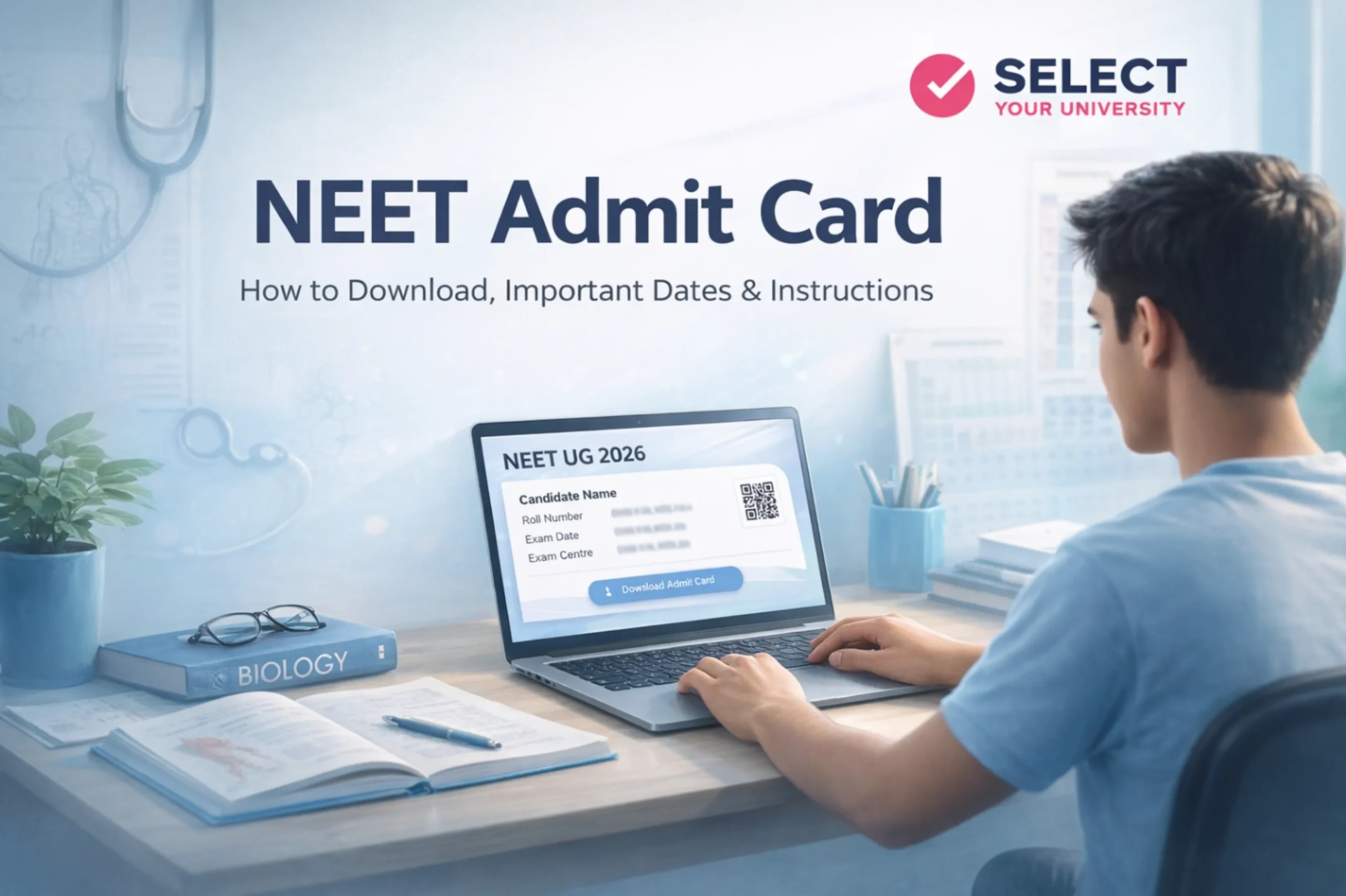 NEET Result 2026 चेक करते छात्र की प्रतीकात्मक तस्वीर, जिसमें लैपटॉप स्क्रीन पर रिजल्ट पेज दिखाई दे रहा है।