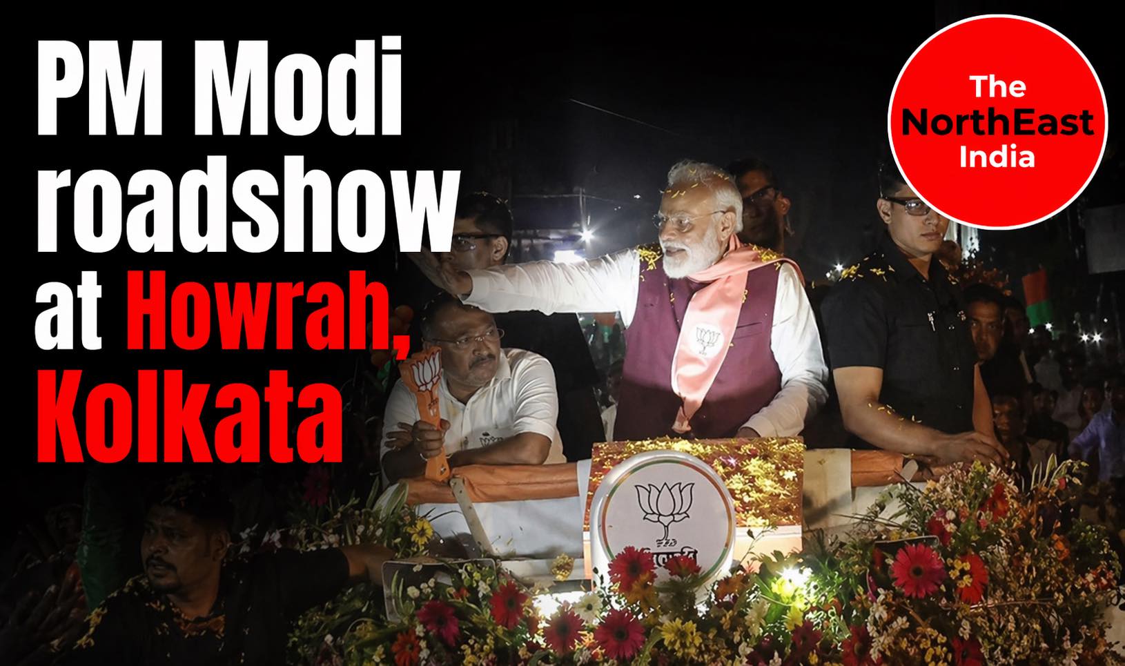 PM Modi Bengal Road Show 200x200 thumbnail image with huge crowd and election rally scene in West Bengal